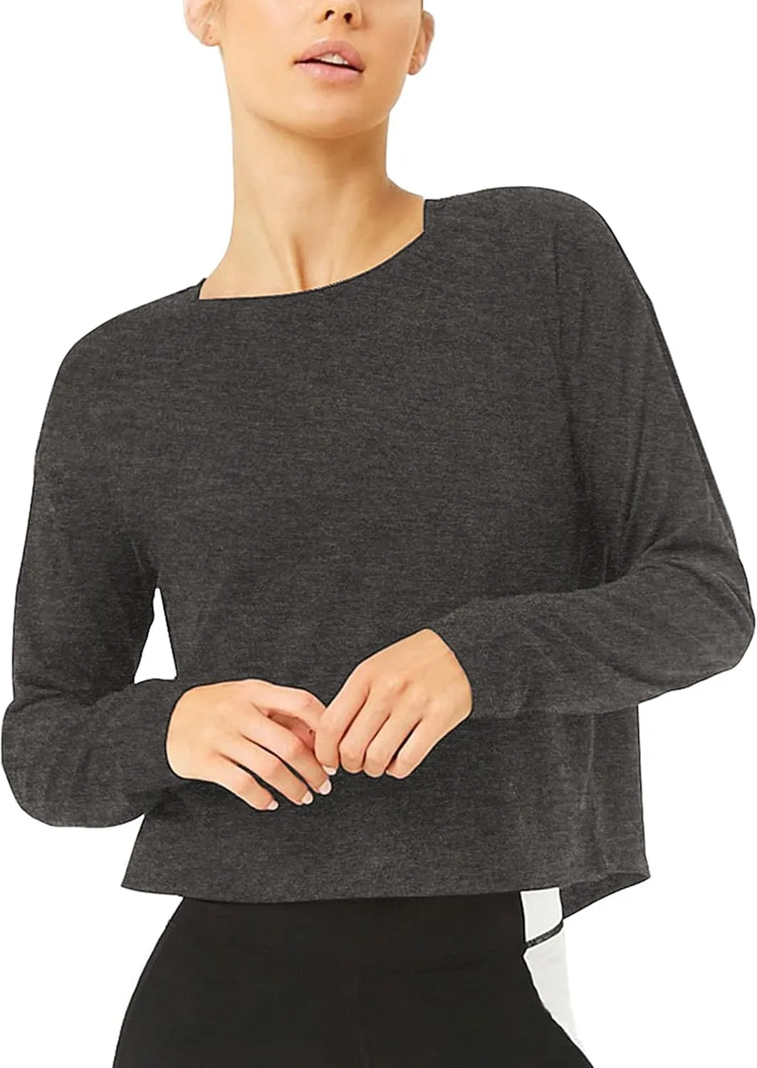 Bestisun Long Sleeve Workout Shirts Yoga Dance Tops Open Back Athletic Clothes for Women