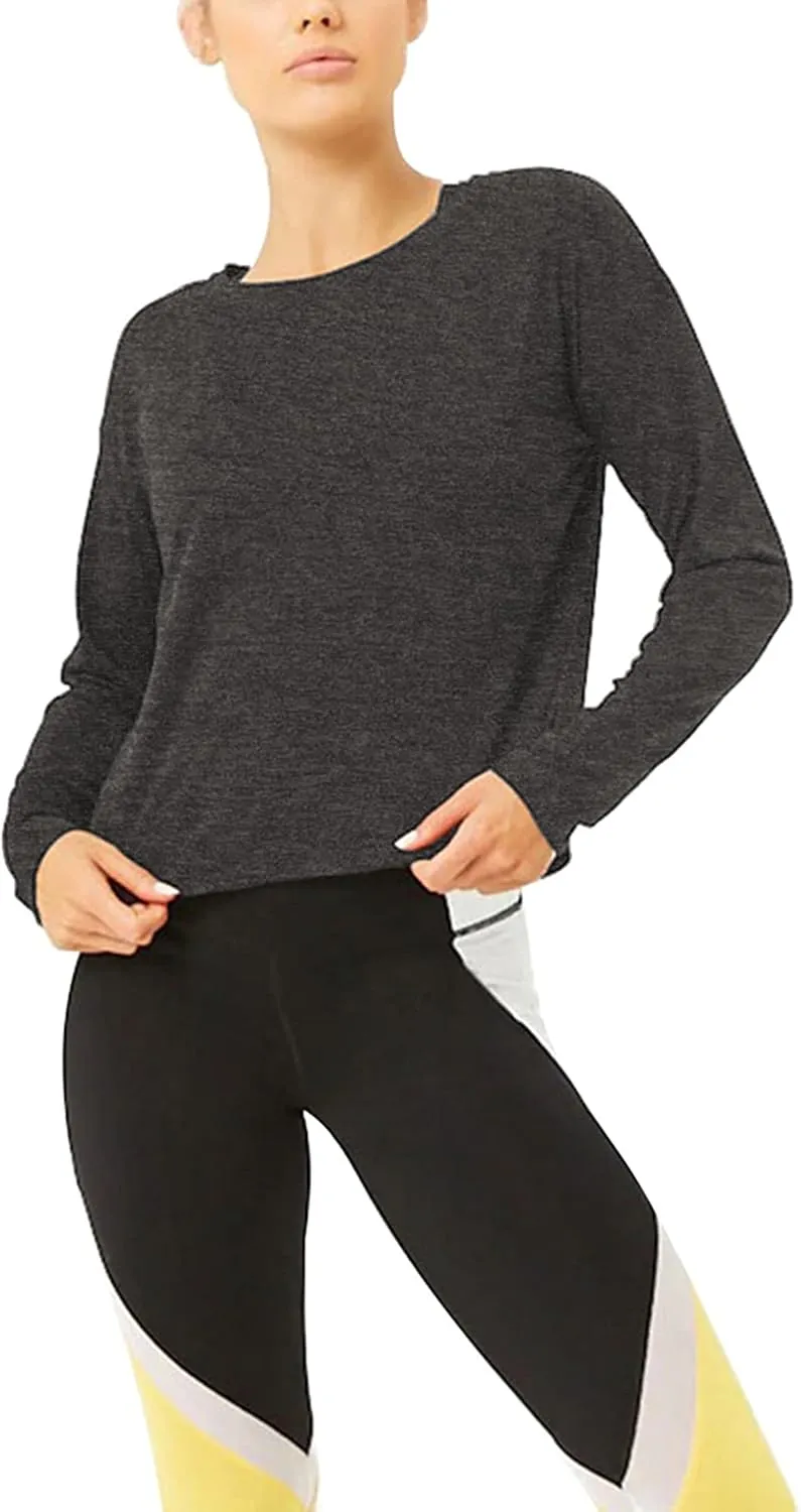 Bestisun Long Sleeve Workout Shirts Yoga Dance Tops Open Back Athletic Clothes for Women