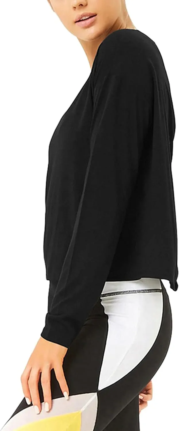 Bestisun Long Sleeve Workout Shirts Yoga Dance Tops Open Back Athletic Clothes for Women