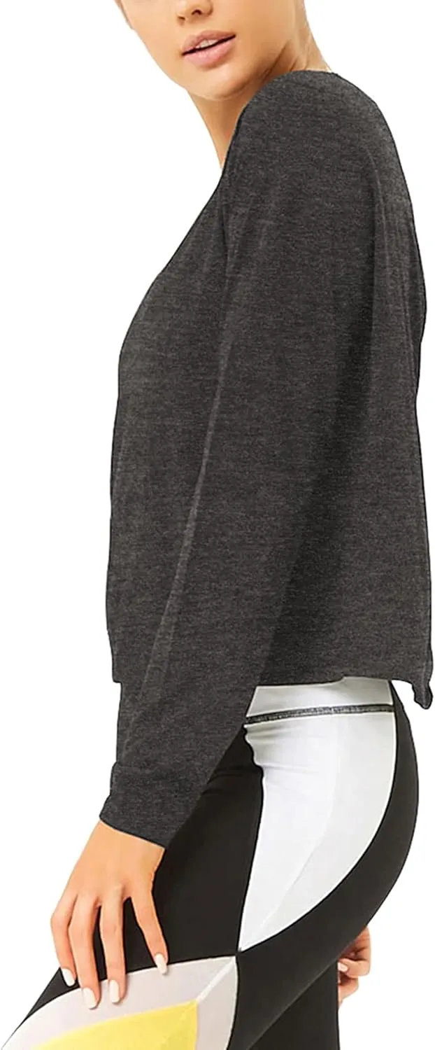 Bestisun Long Sleeve Workout Shirts Yoga Dance Tops Open Back Athletic Clothes for Women