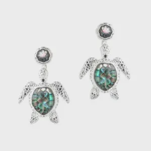 Bill Skinner Silver Turtle Stud Drop Earrings