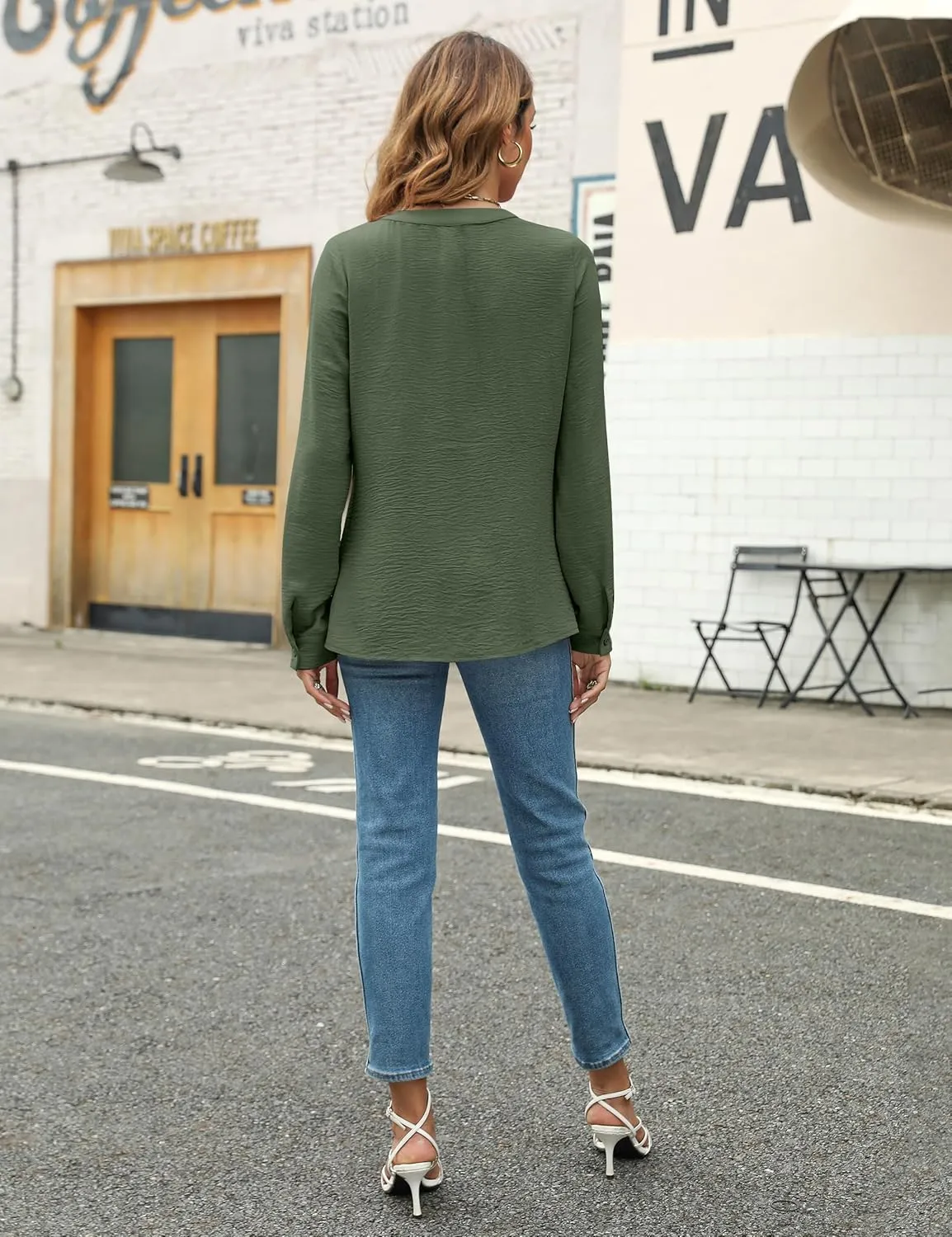 Blooming Jelly Women's Dressy Casual Blouses Business Work Tops Long Sleeve V Neck Pleated Shirts 2025 Fall Outfits