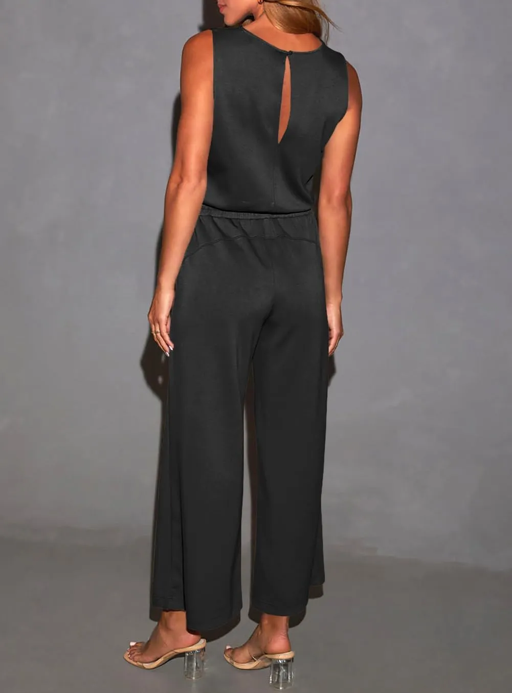BONITEE Womens Jumpsuits Casual Dressy 2025 Trendy Summer Sleeveless Rompers Wide Leg Jumpsuit One Piece Outfit