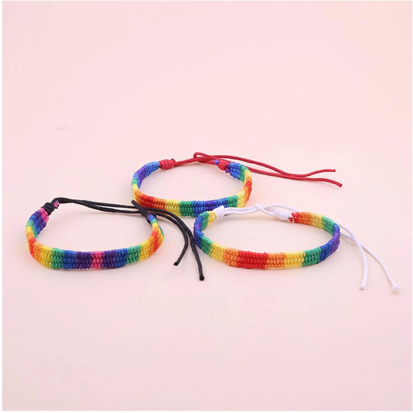 Choistily 3PCS Rainbow LGBT Pride Bracelets for Lesbian Gay Bisexual Adjustable Handmade Braided LGBT Pride Bracelets Rainbow Friendship Bracelets Rainbow Gift for Women Men