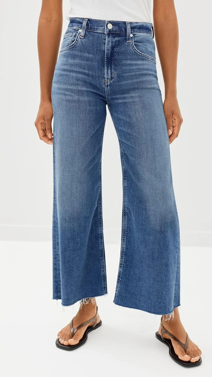 Cicy Bell Womens Cropped Wide Leg Jeans High Waisted Stretchy Flare Jeans Boyfriend Baggy Ankle Denim Pants with Pockets