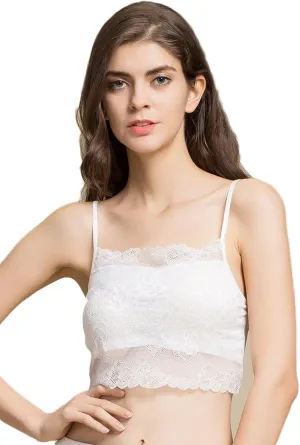 CLC Women's Mulberry Silk Half Camisole Floral Lace Tops