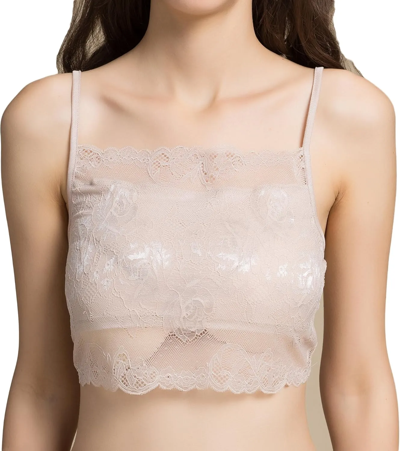 CLC Women's Mulberry Silk Half Camisole Floral Lace Tops