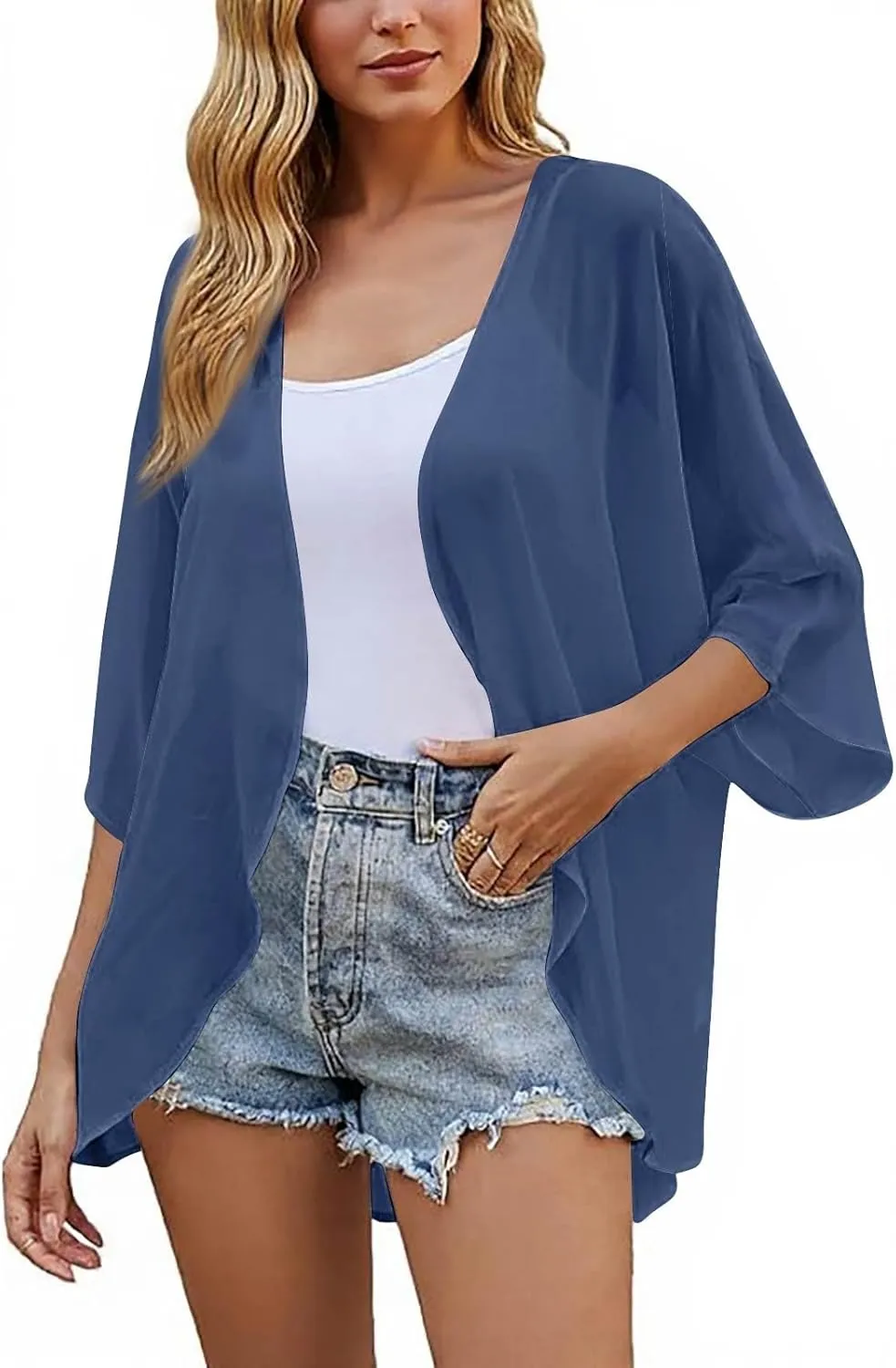 COTECRAM Summer Cardigans for Women 2025 Trendy Puff Sleeve Floral Printed Lightweight Kimono Cardigan Boho Beach Cover Ups