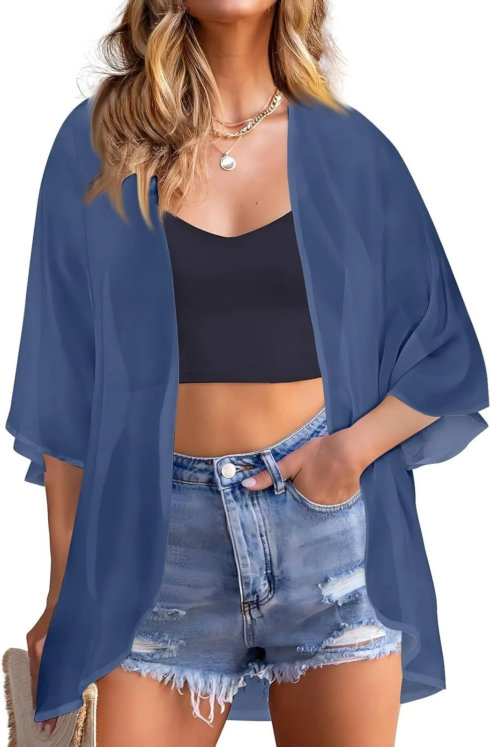 COTECRAM Summer Cardigans for Women 2025 Trendy Puff Sleeve Floral Printed Lightweight Kimono Cardigan Boho Beach Cover Ups