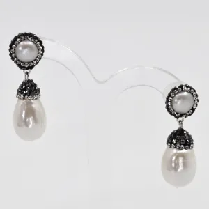 Delicate pearl drop earrings with crystal detail