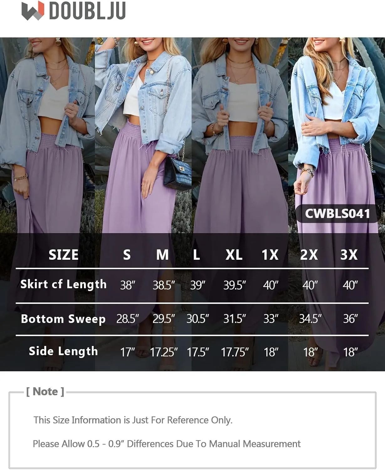 DOUBLJU Casual High Waisted Maxi Skirts Elastic Waist Band Ankle Length Trendy Summer Long Skirt for Womens with Plus Size