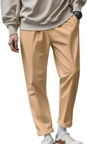Dress Pants for Men Baggy Lightweight Drawstring Waist Chino Pants Quick Dry Business Casual Pants with Pockets