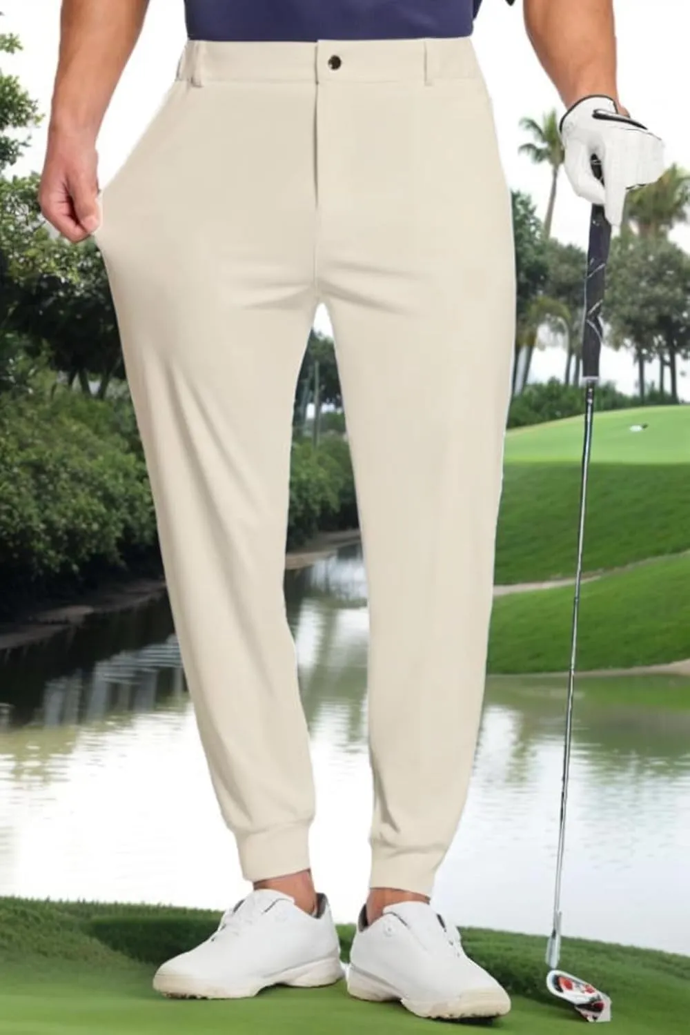 Dress Pants for Men Baggy Lightweight Drawstring Waist Chino Pants Quick Dry Business Casual Pants with Pockets