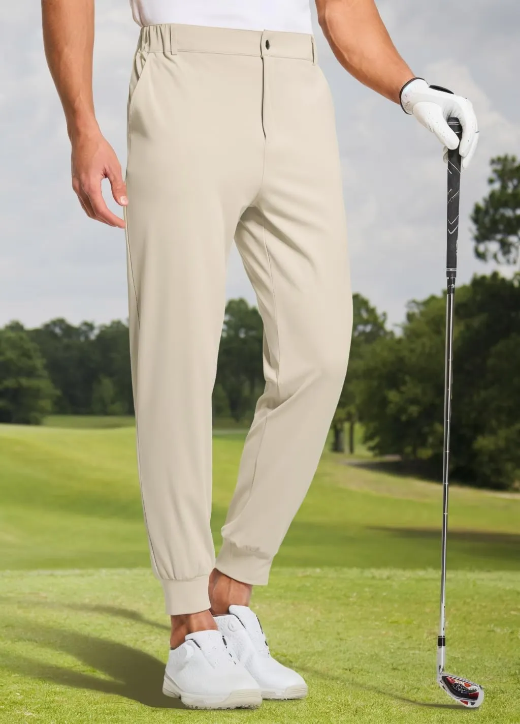 Dress Pants for Men Baggy Lightweight Drawstring Waist Chino Pants Quick Dry Business Casual Pants with Pockets