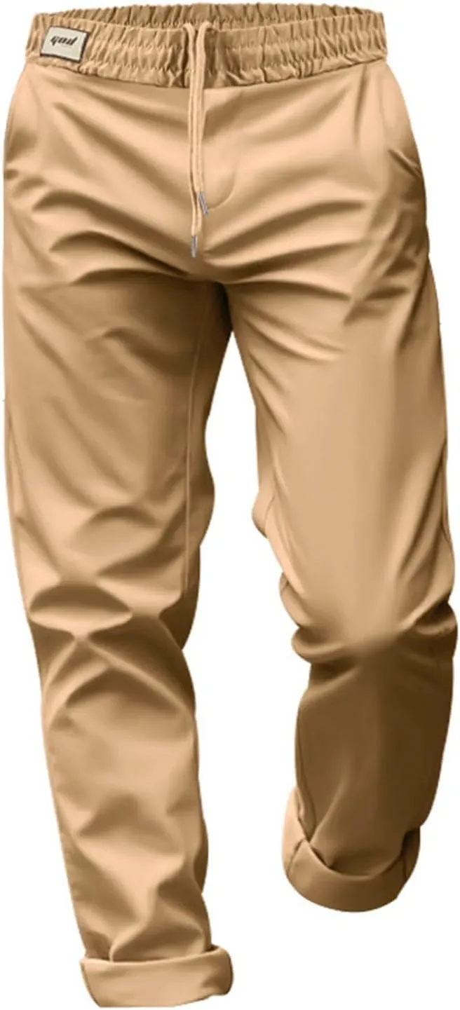 Dress Pants for Men Baggy Lightweight Drawstring Waist Chino Pants Quick Dry Business Casual Pants with Pockets