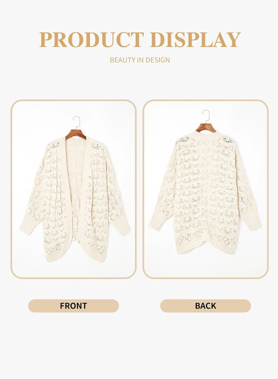 Eytino Womens Plus Size Crochet Cardigan Sweater Long Sleeve Hollow Out Open Front Cardigans Outwear(1X-5X)