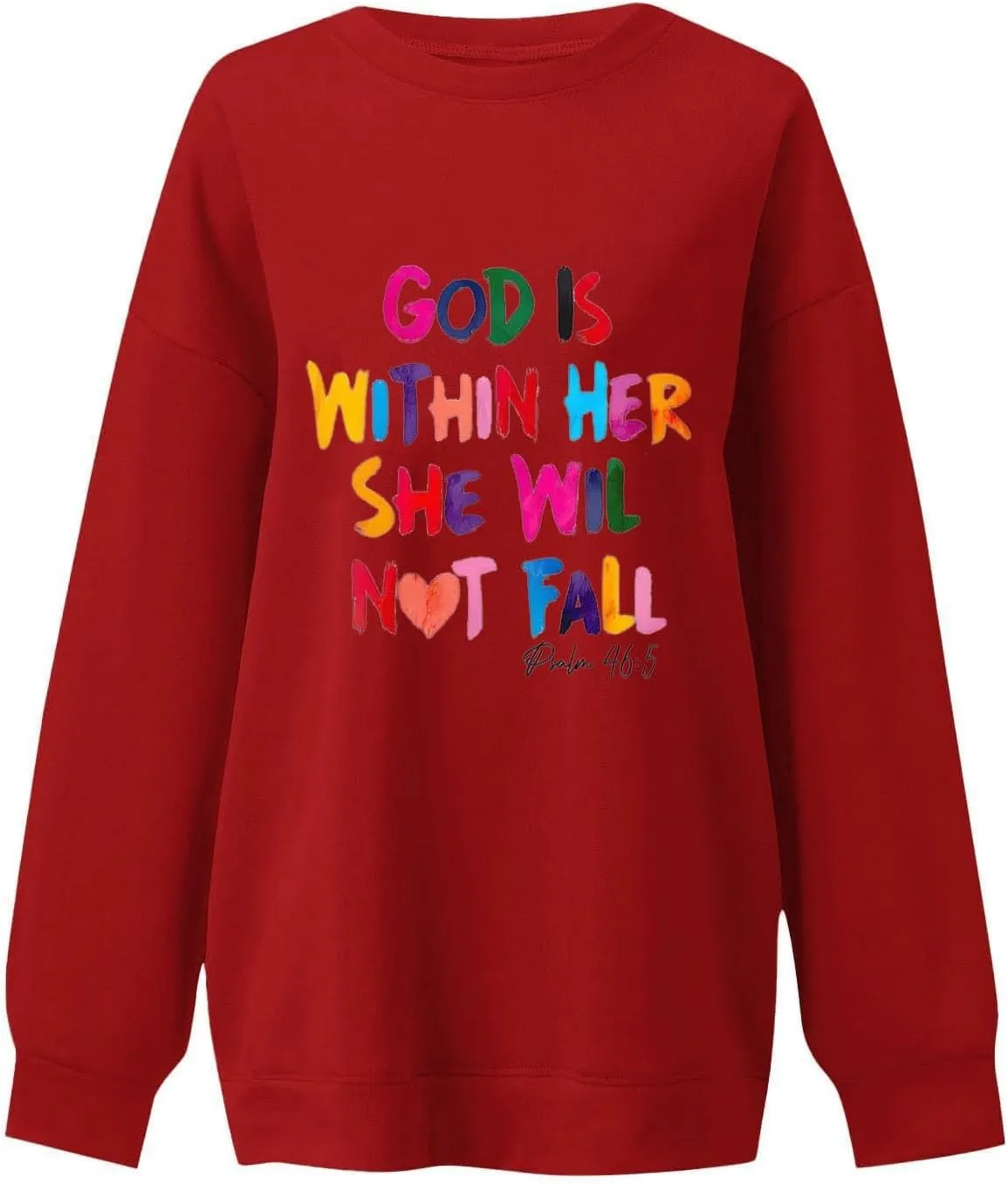 Fashion Sweatshirts for Women Long Sleeve Crew Neck Pullover Oversized Colorful Alphabet Graphic Loose Fit Tops