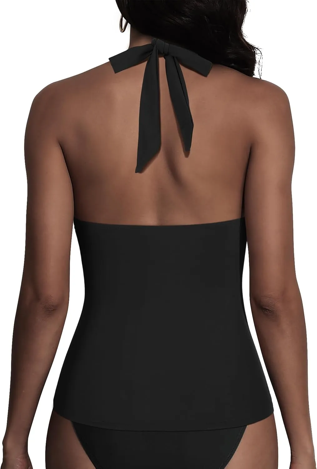 Firpearl Underwire Tankini Tops for Women Ruched Tummy Control Bathing Suit Tops Halter V Neck Swimsuit Top Only