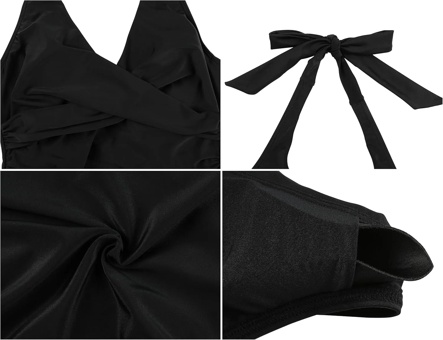 Firpearl Underwire Tankini Tops for Women Ruched Tummy Control Bathing Suit Tops Halter V Neck Swimsuit Top Only