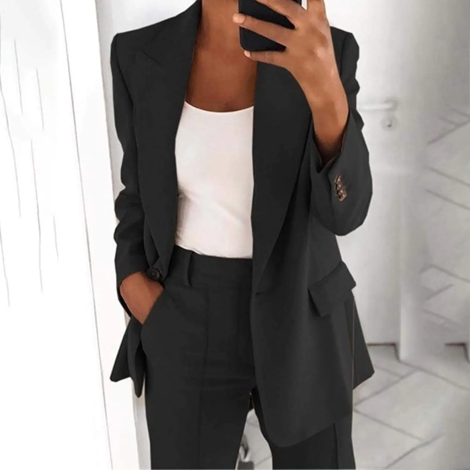 Firzero Blazers for Women Business Casual 2024 Plus Size Coats Dressy Loose Button Down Cardigan Work Suit Jacket with Pocket