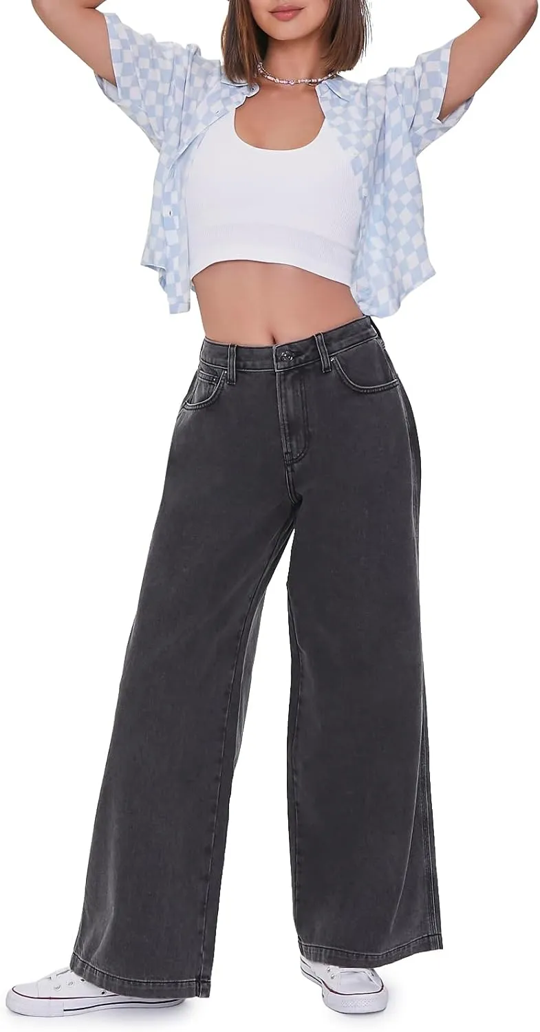 Forever 21 Women's Wide-Leg High-Rise Jeans