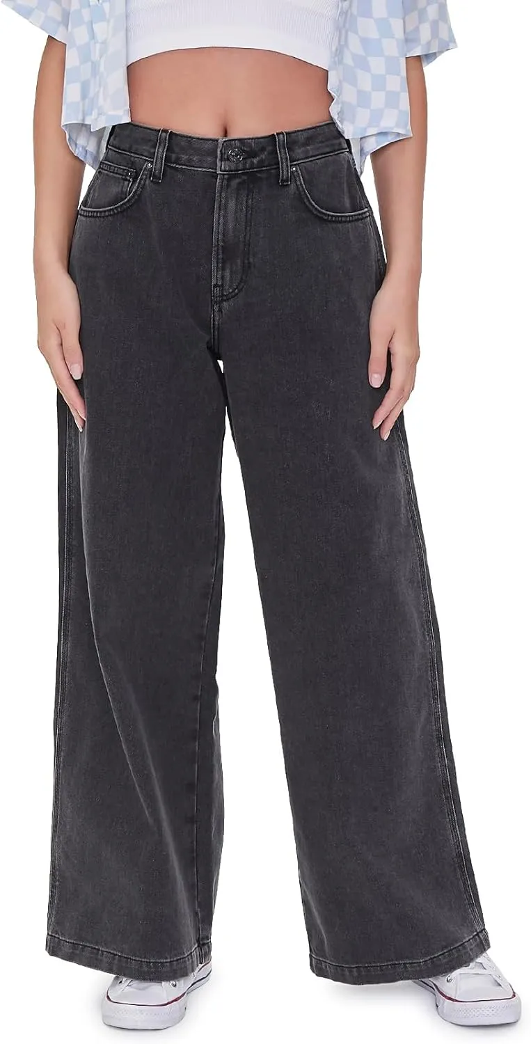 Forever 21 Women's Wide-Leg High-Rise Jeans
