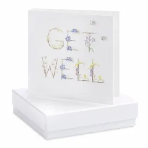 Get Well Silver Earrings On Designer Card by Crumble and Core