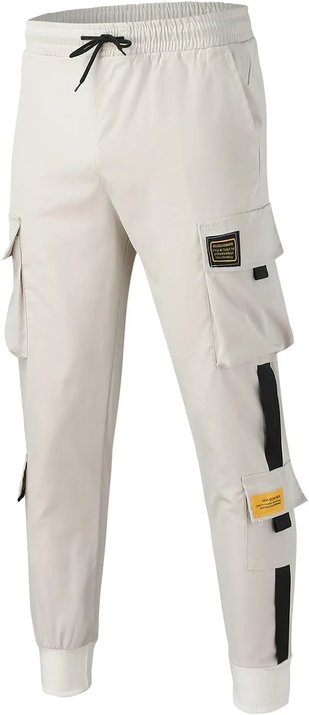 GIERIDUC Mens Hiking Cargo Pants Casual Workout Joggers Lightweight Gym Sweatpants Elastic Waist Athletic Pants with Pockets