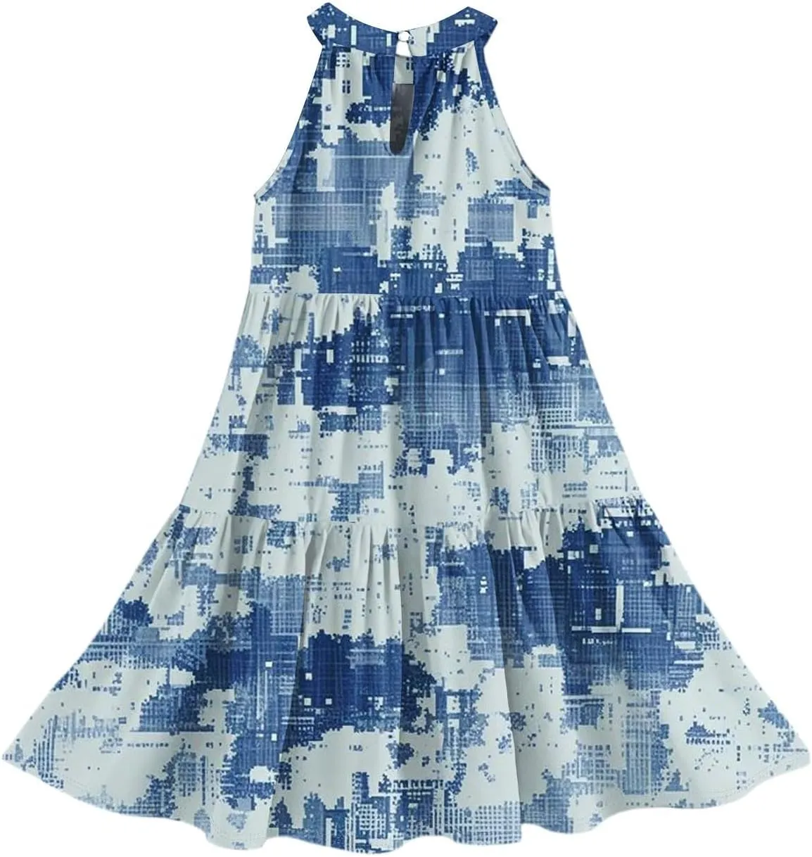 Girls Dresses Halter Neck Vintage Floral Sleeveless Girl Dress Casual Swing Smocked A Line Sundress Summer Dresses