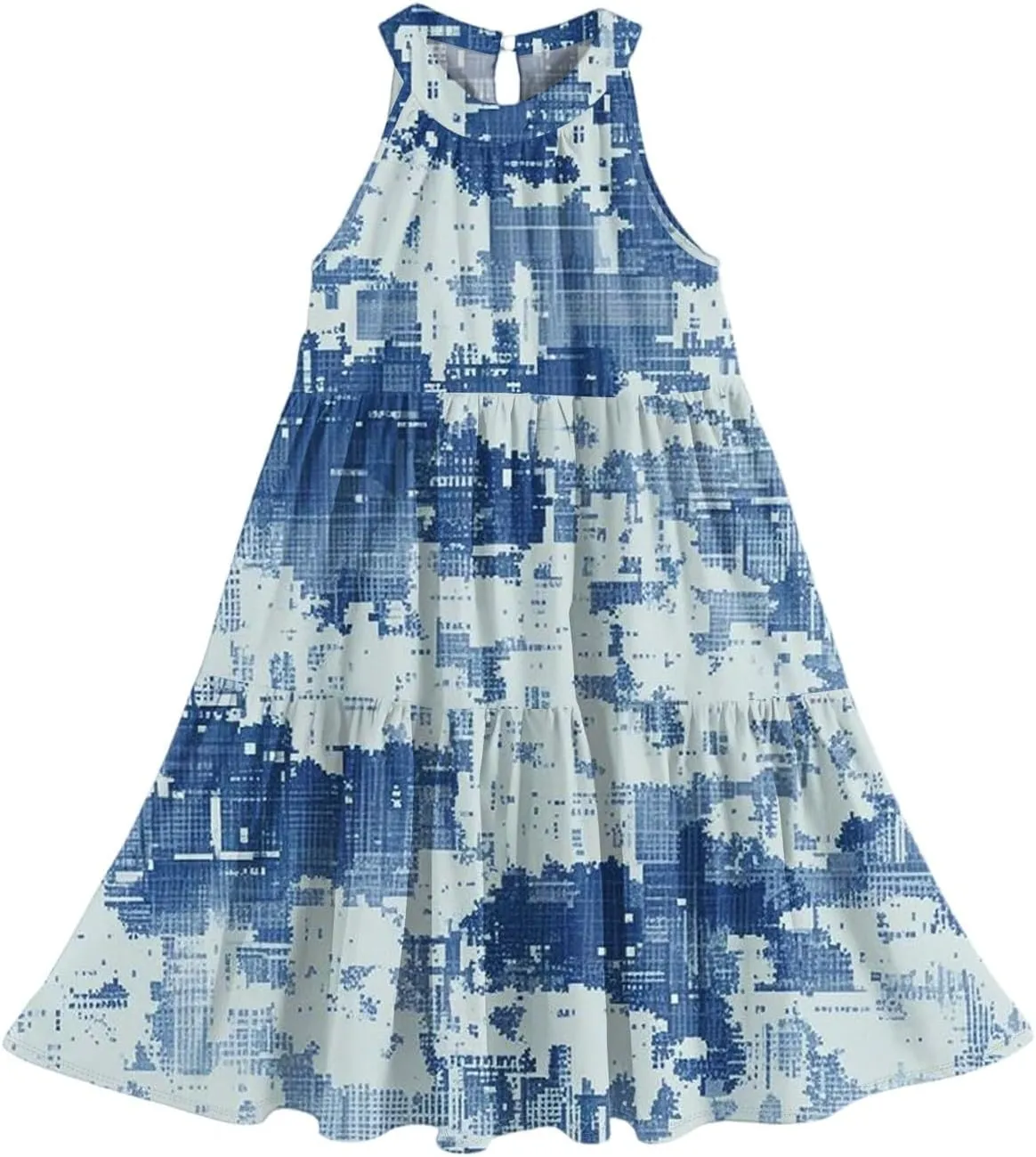 Girls Dresses Halter Neck Vintage Floral Sleeveless Girl Dress Casual Swing Smocked A Line Sundress Summer Dresses