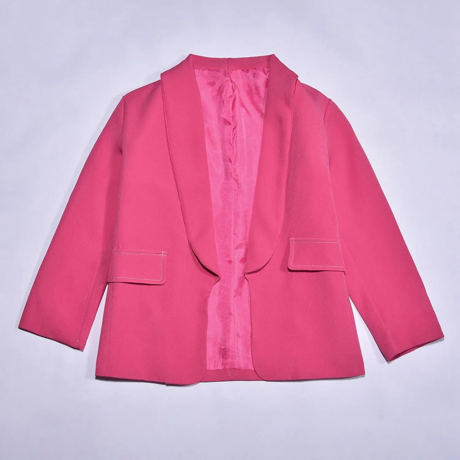 Girls Solid Blazer Jacket Long Sleeve Shawl Collar Open Front Inner Pocket Formal Blazers for Kids Size 3-14 Year