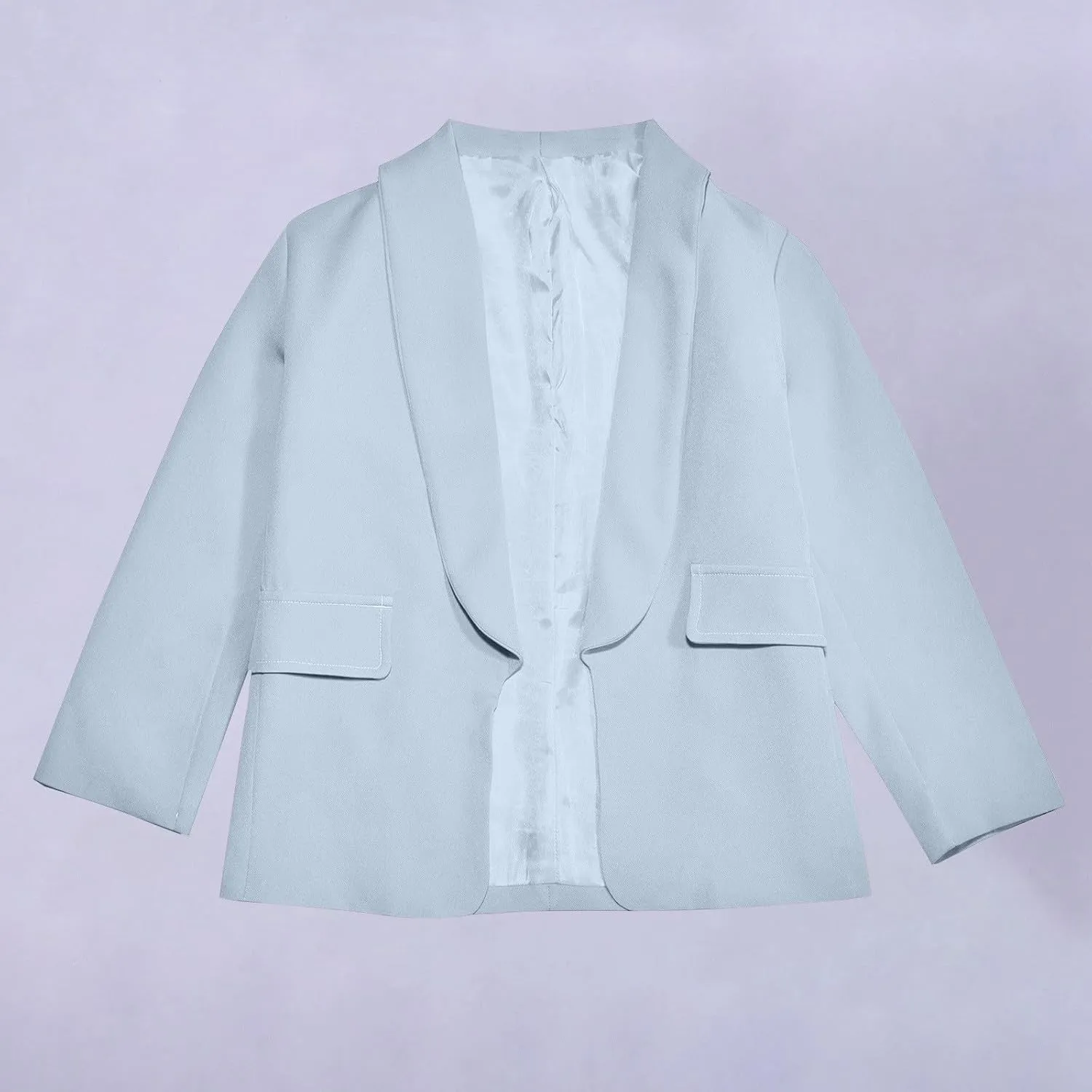 Girls Solid Blazer Jacket Long Sleeve Shawl Collar Open Front Inner Pocket Formal Blazers for Kids Size 3-14 Year