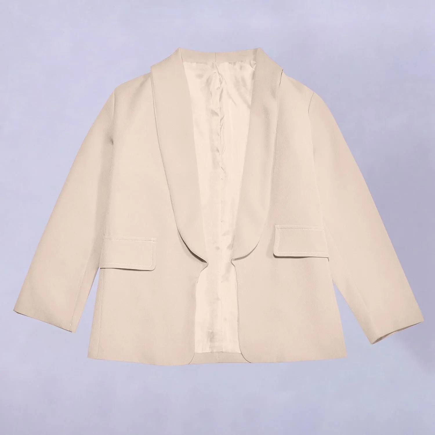 Girls Solid Blazer Jacket Long Sleeve Shawl Collar Open Front Inner Pocket Formal Blazers for Kids Size 3-14 Year