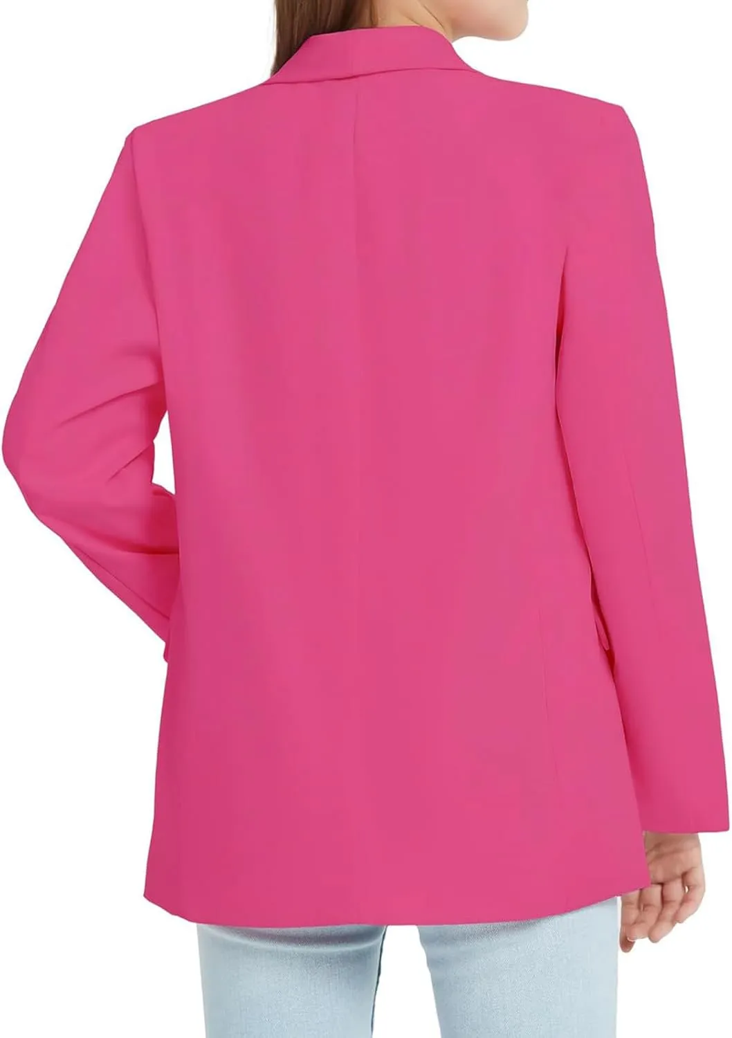 Girls Solid Blazer Jacket Long Sleeve Shawl Collar Open Front Inner Pocket Formal Blazers for Kids Size 3-14 Year
