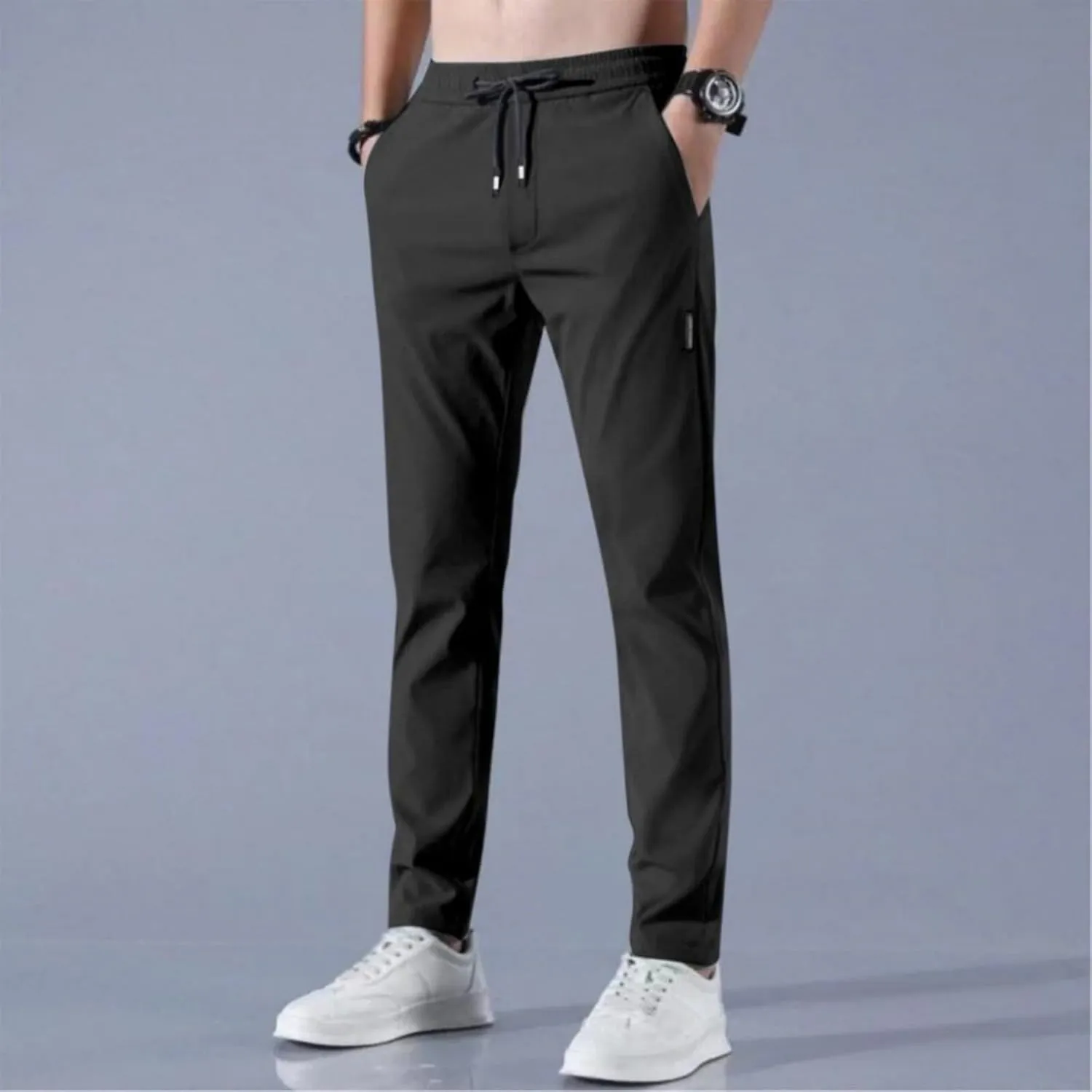 Glide Pants Men Quick Dry Breathable Pants Stretch Drawstring Lightweight Summer Active Hiking Trousers with Pockets
