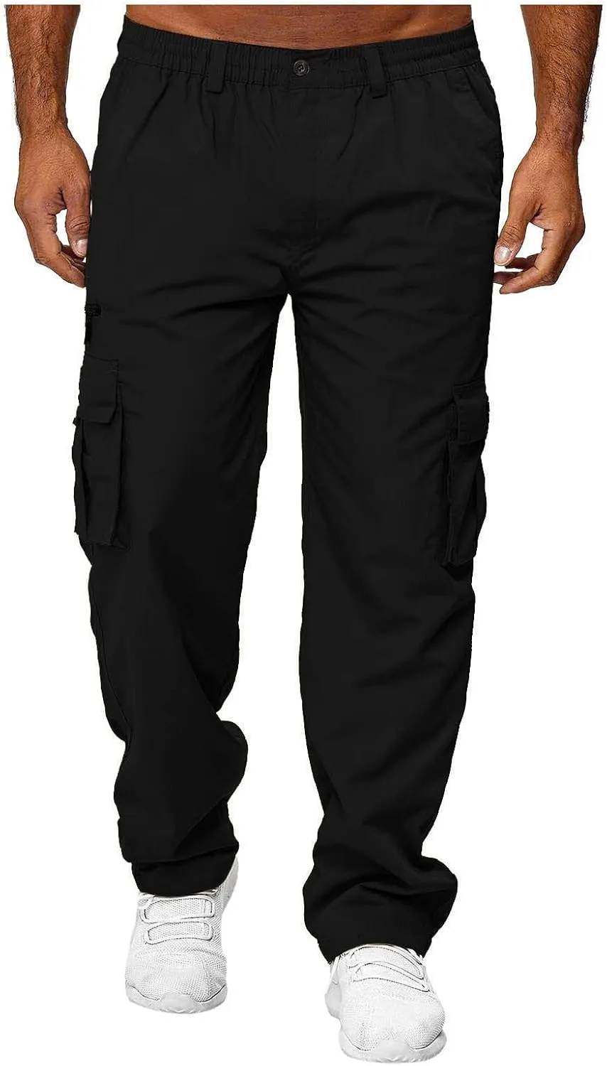 GOFULY Mens Cargo Pants Casual Ripstop Stretch Joggers Sweatpants Pockets Y2K Pants Men Slim Fit Travel Pants Plus Size 2024