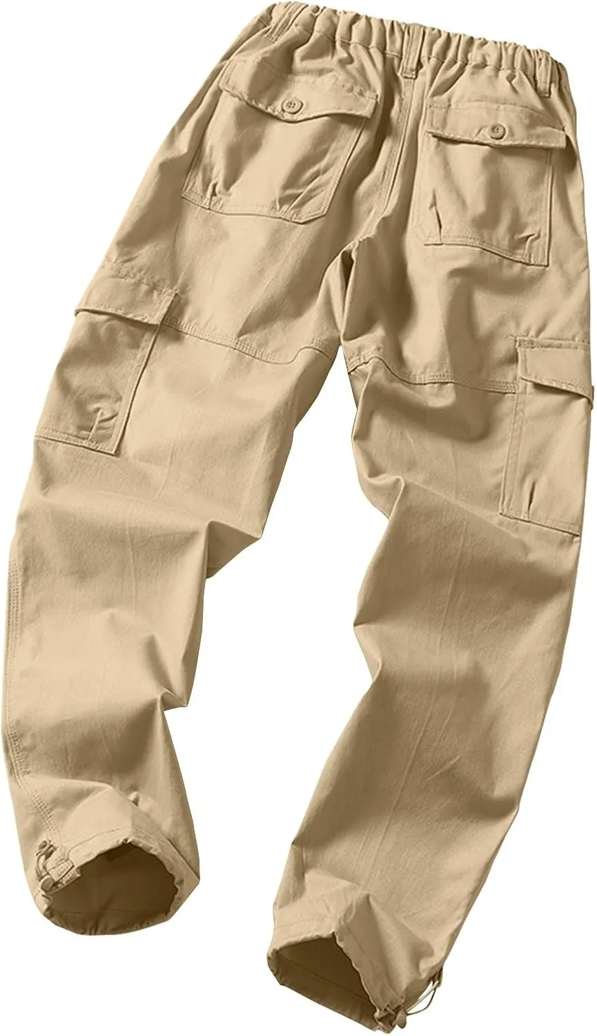 GOFULY Mens Khaki Pants Casual with Pockets Fashion Hiking Pants Stretch Sweatpants Travel Baggy Pants Straight Fit