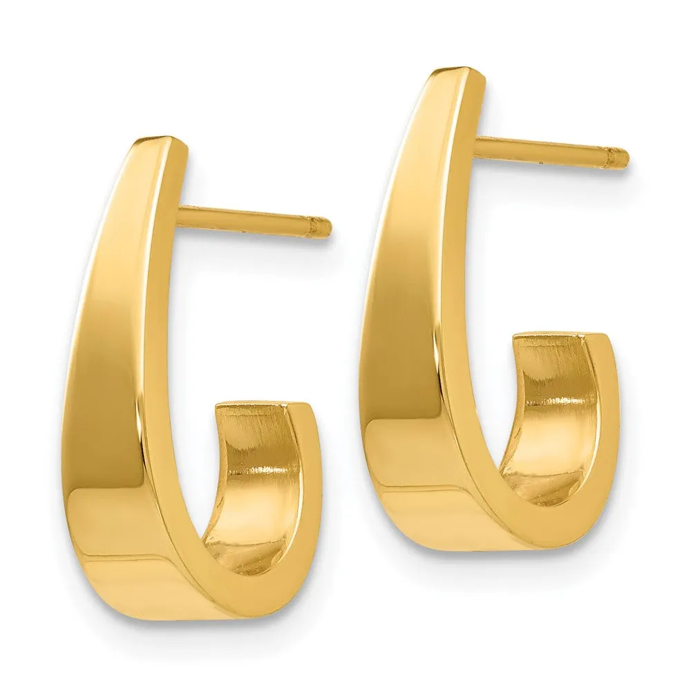 Gold Small Polished J Hoop Earrings - Model XY610