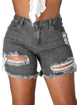 Govc Women High Rise Distressed Stretchy Jean Shorts Ripped Hole Denim Short Jeans