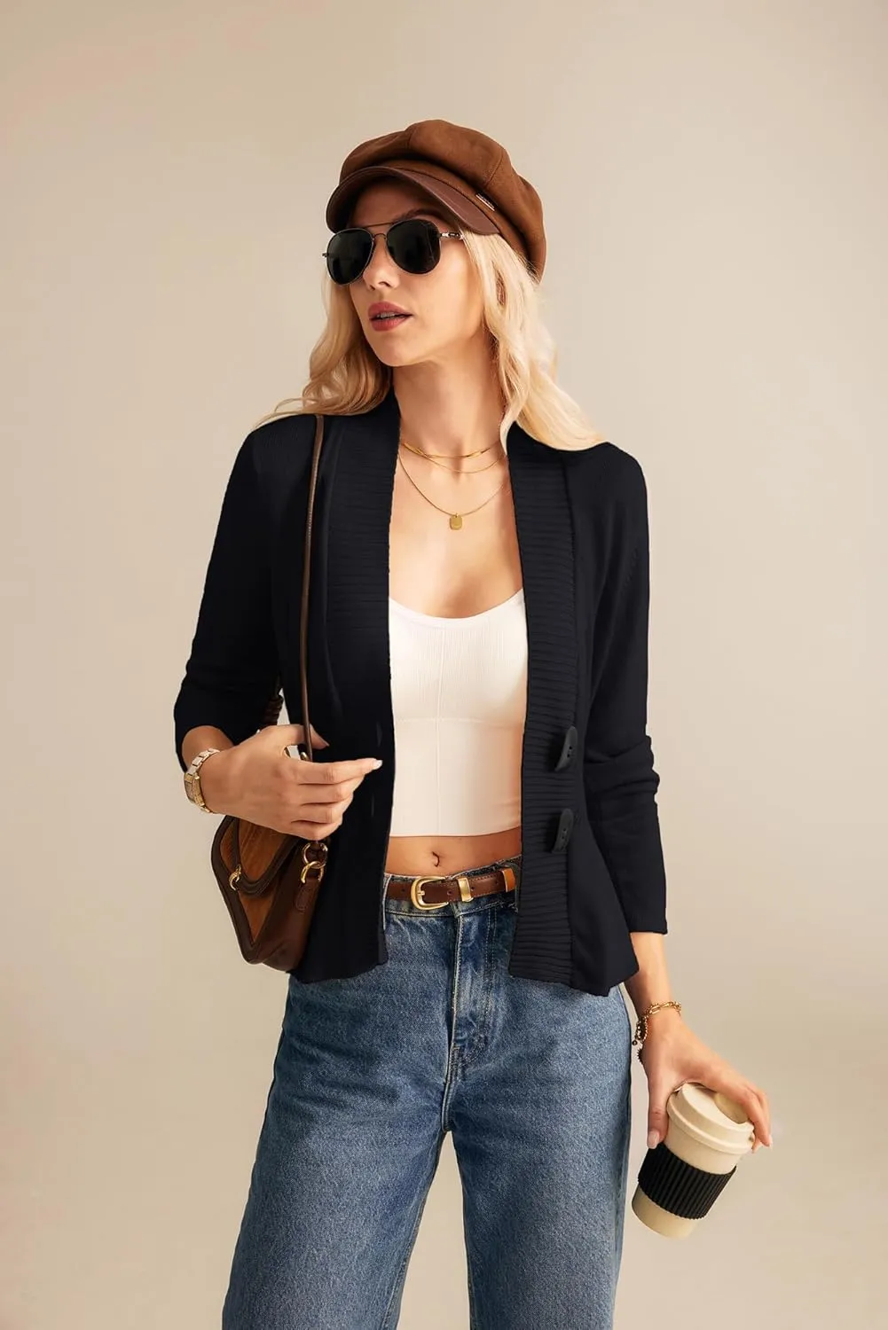 GRACE KARIN Women 2025 Button Down Lightweight Cardigan Casual Open Front Sweater Crochet Tops Knitted Coat