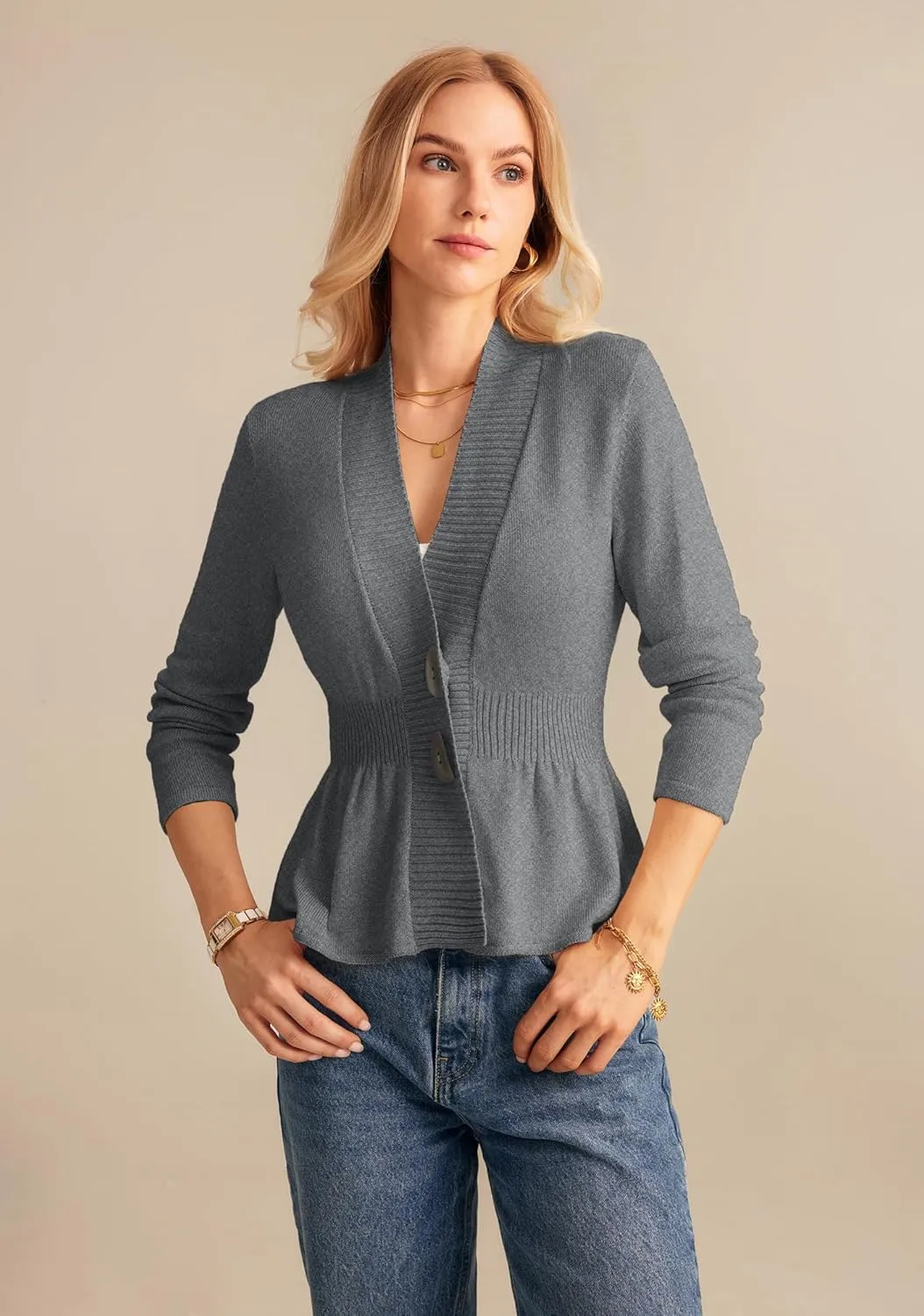GRACE KARIN Women 2025 Button Down Lightweight Cardigan Casual Open Front Sweater Crochet Tops Knitted Coat