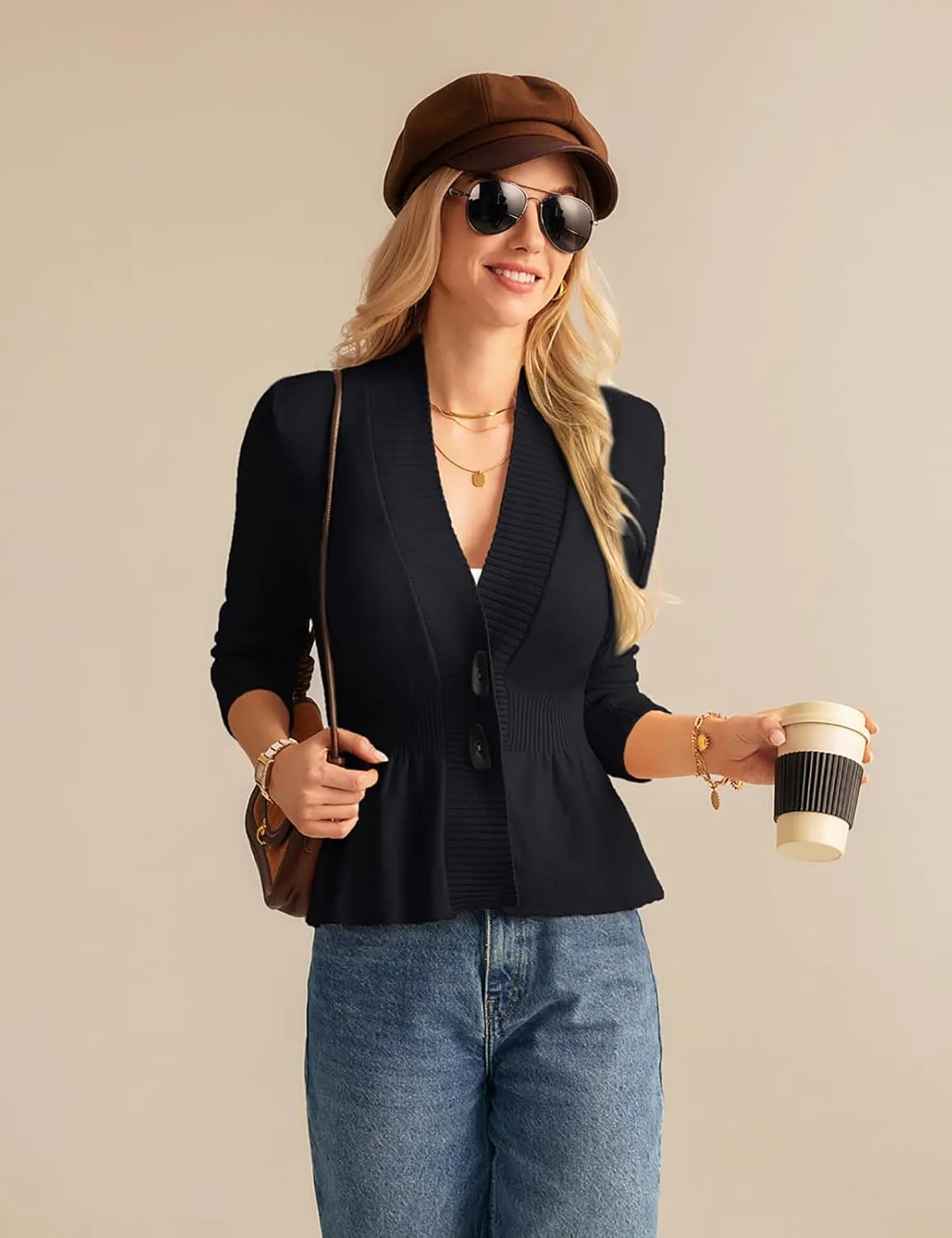 GRACE KARIN Women 2025 Button Down Lightweight Cardigan Casual Open Front Sweater Crochet Tops Knitted Coat