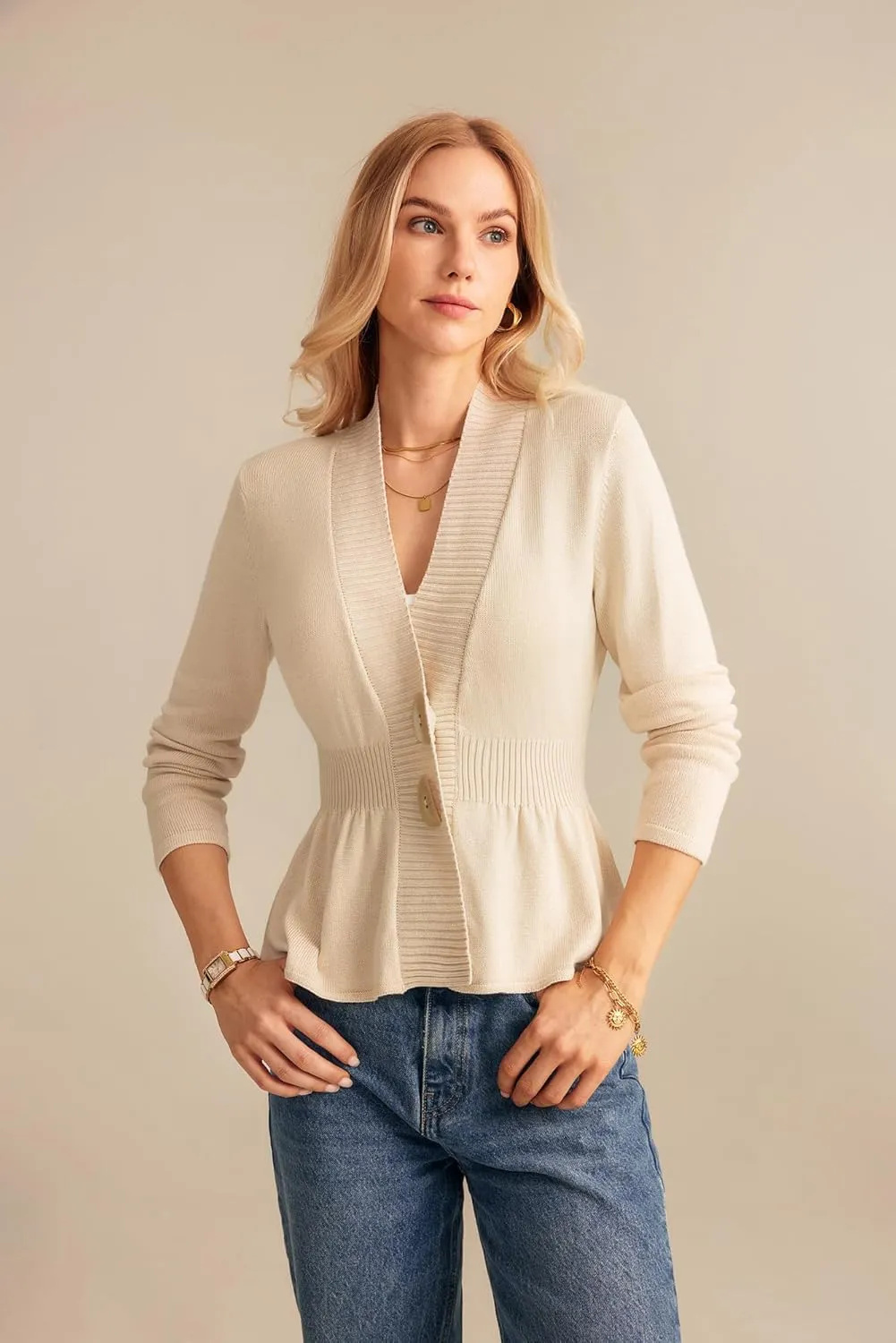 GRACE KARIN Women 2025 Button Down Lightweight Cardigan Casual Open Front Sweater Crochet Tops Knitted Coat