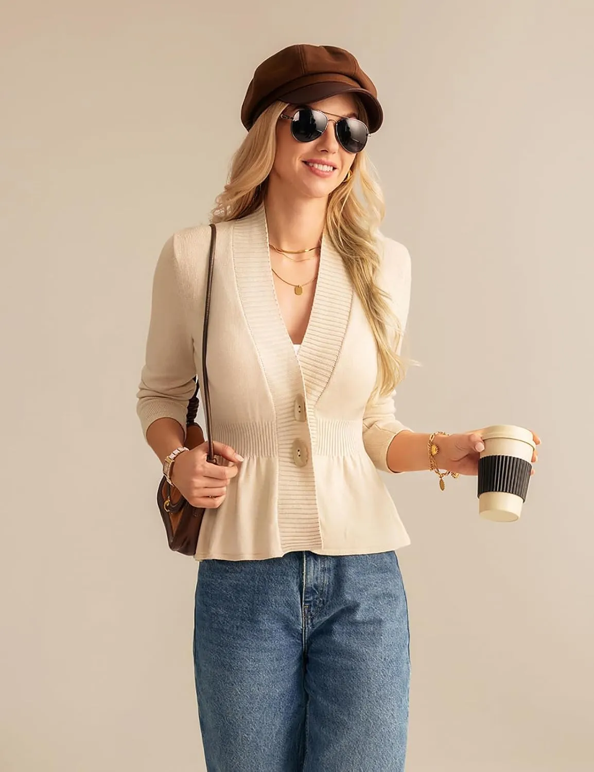 GRACE KARIN Women 2025 Button Down Lightweight Cardigan Casual Open Front Sweater Crochet Tops Knitted Coat