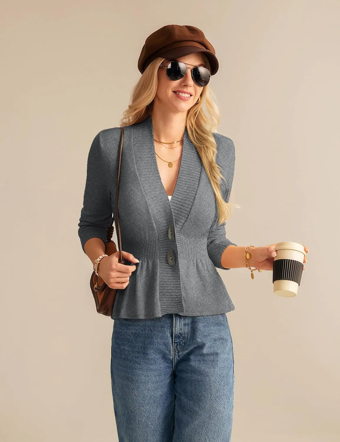 GRACE KARIN Women 2025 Button Down Lightweight Cardigan Casual Open Front Sweater Crochet Tops Knitted Coat