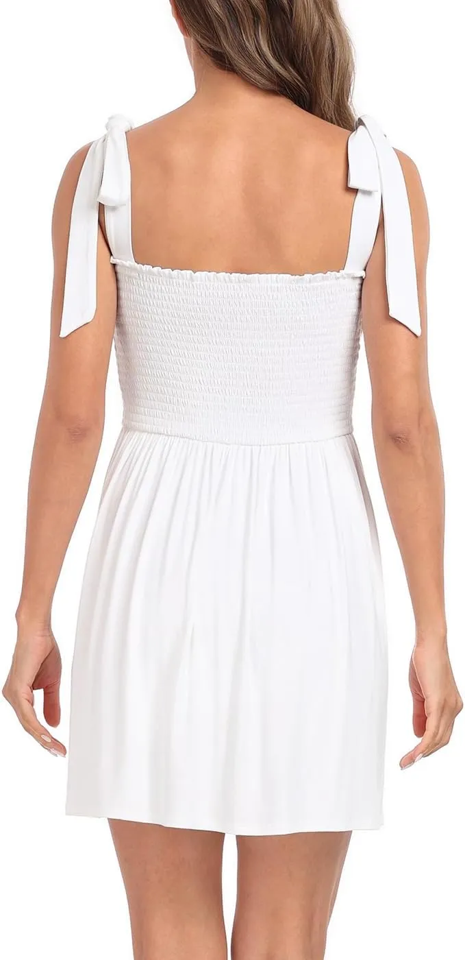 HDE Women's Romper Dress with Built in Shorts Summer Smocked Mini Sundress