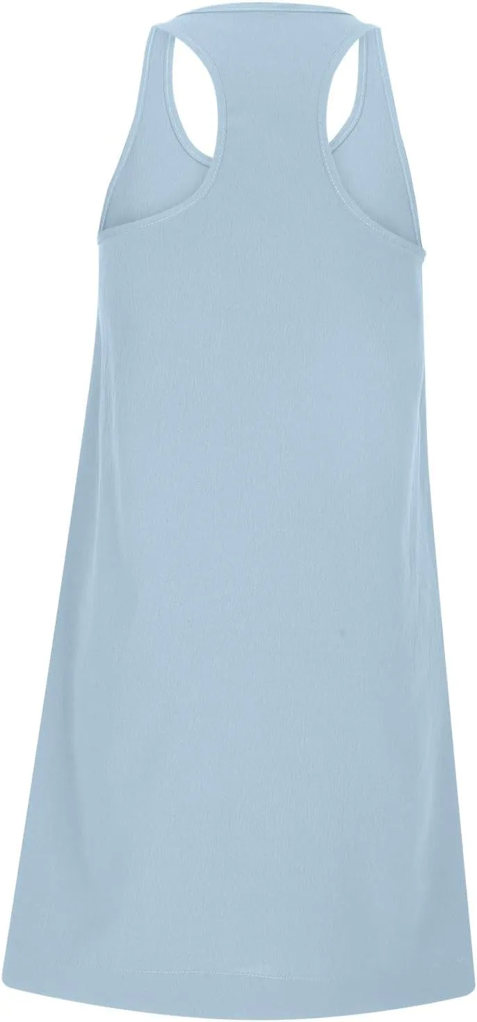 hlysgo Sundresses for Women 2024 Summer Sleeveless Crew Neck Mini Dress Casual Loose Fit Flowy Beach Sundress with Pockets