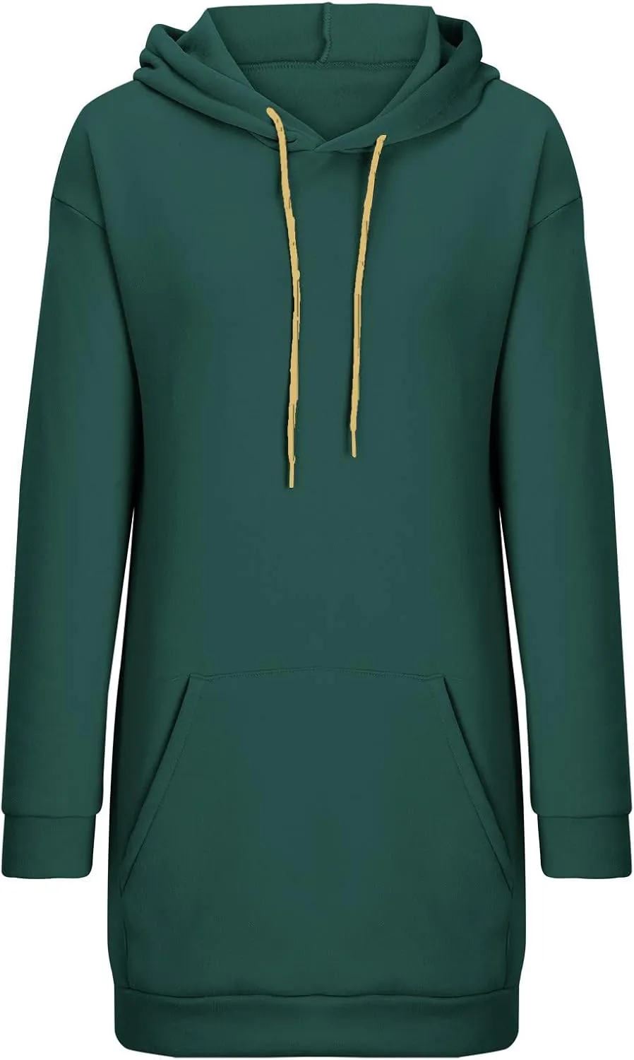 Hoodie Dress for Women Solid Colour Long Sleeve Pullover Tops with Pocket Oversized Casual Fashion Sweatshirt Dress