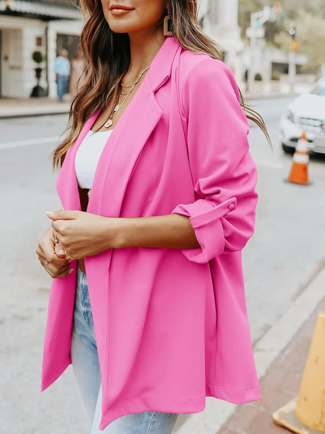 Imily Bela Womens Casual Blazers Long Sleeve Lapel Open Front Work Office Jacket with Pockets