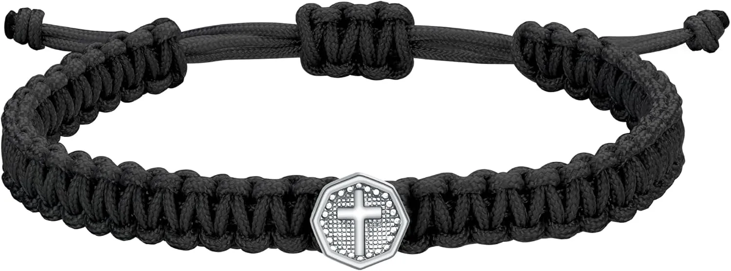 JENDEAR SHINE Cross Bracelet for Men, Adjustable Hand Woven Rope Bracelet, Cross Symbol Cool Bracelet for Men